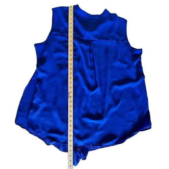 Bianca Nygard Top Womens 2X Blue Sleeveless Button Up Flowy Assymetric Hem Boho - Picture 12 of 14